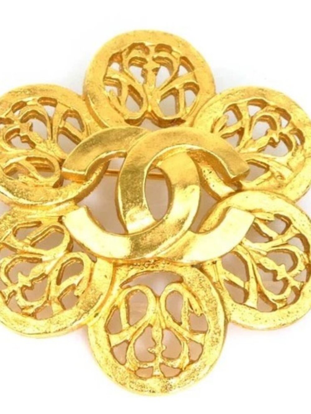 Auth CHANEL Vintage CC Logo Brooch Gold Metal - e61321n